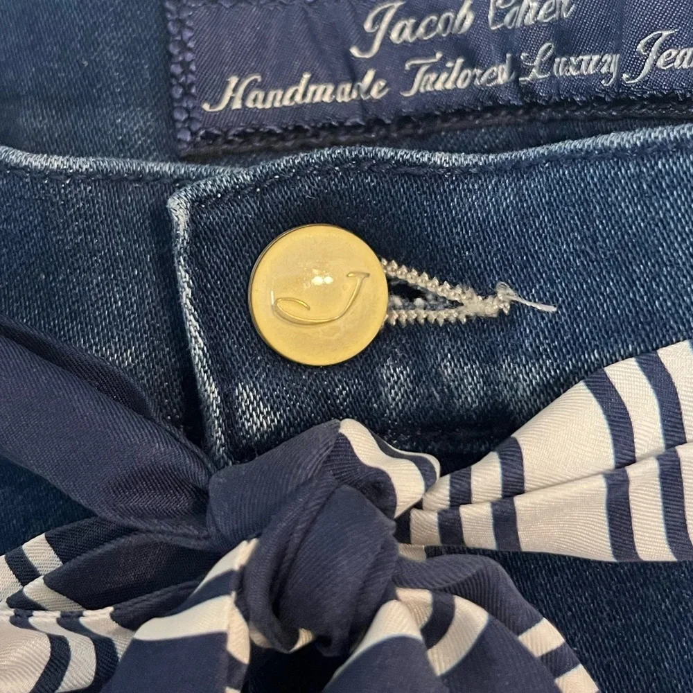 Jacob Cohen Women's Dark Blue Skinny Jeans with Striped Tie Belt - Picture 4 of 16